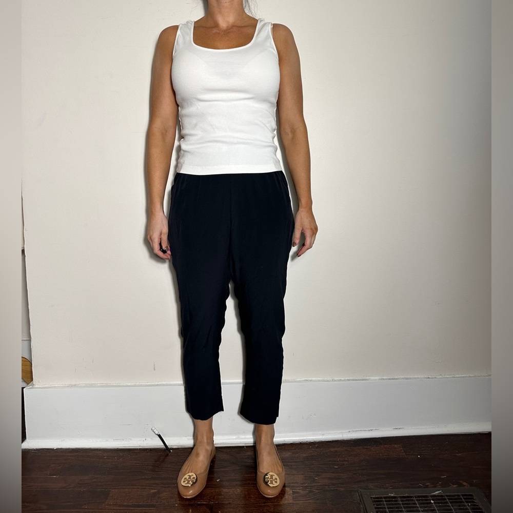 GRANA Black 100% Silk Ankle Cropped Trousers Size Medium